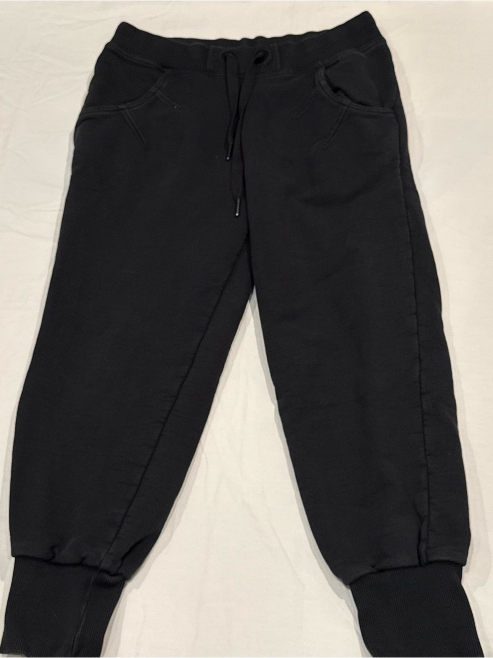 adidas by Stella McCartney Black Cropped Jogger Pants Fleece Sweatpants S Faded